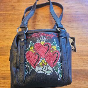 Ed Hardy Mini-Bag Heart Design with Rhinestones NWT